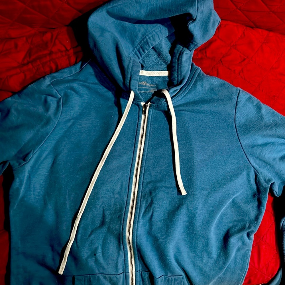 Blue jacket from Eddie Bauer.